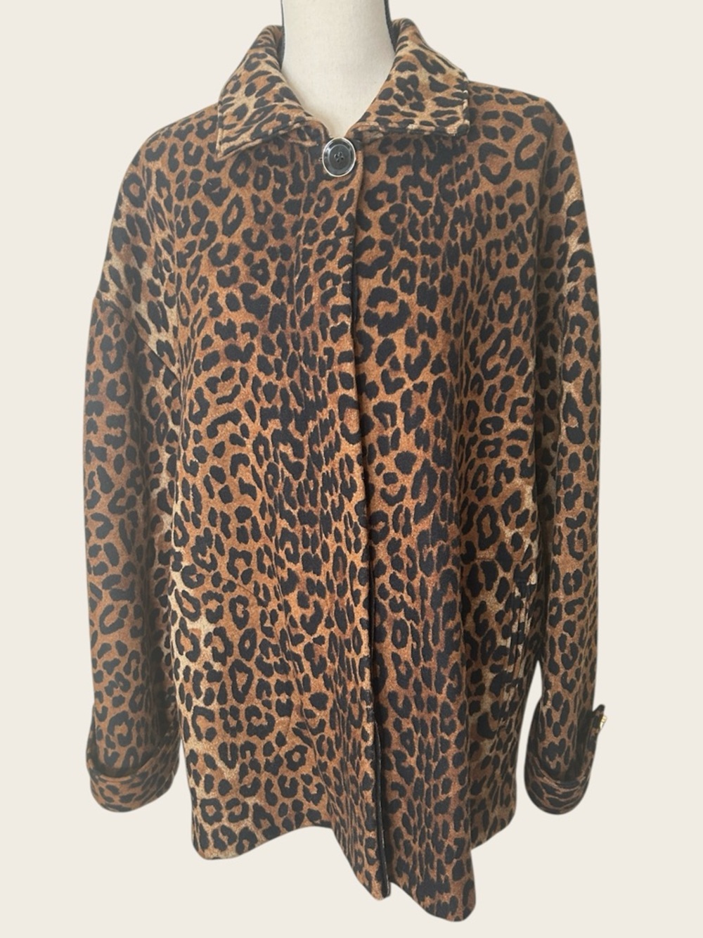Jones New York Signature Leopard Print Wool Coat Brown Tan Women's Plus 2X